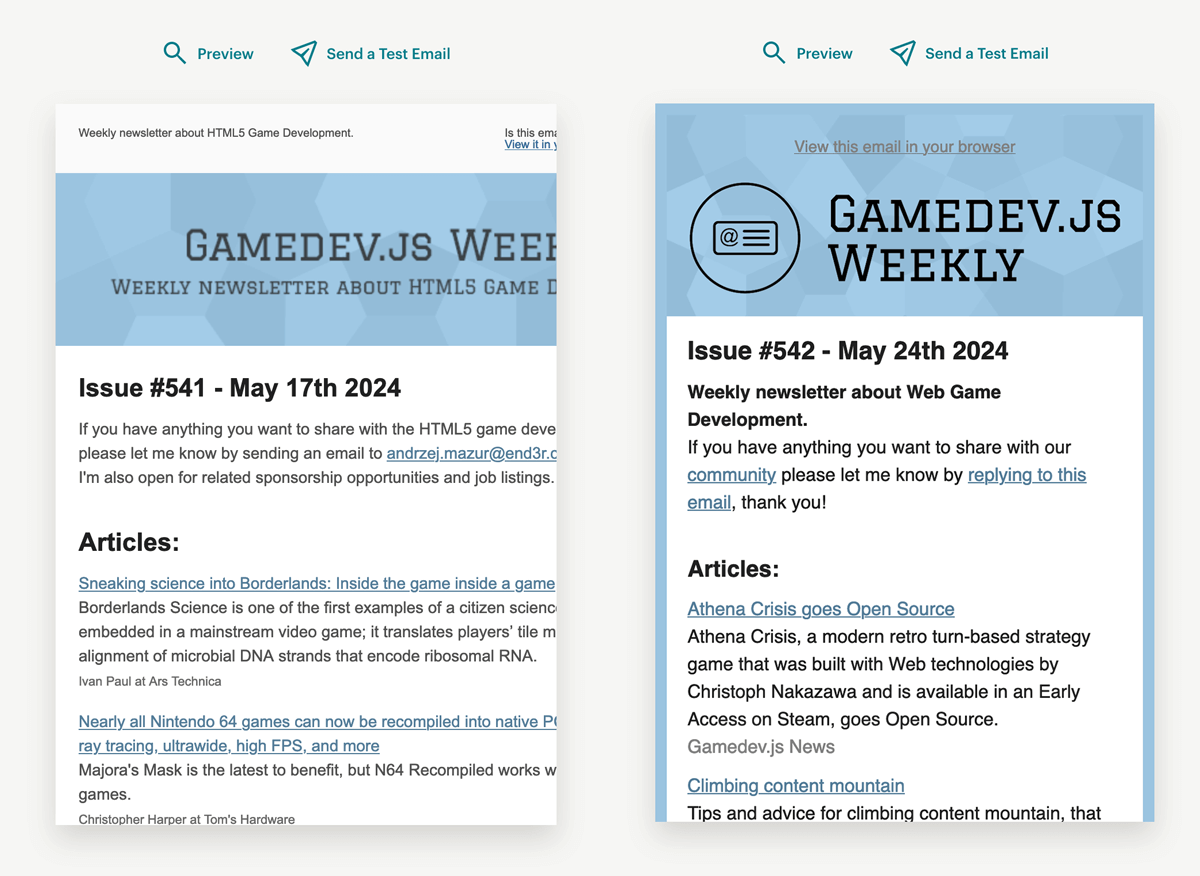 Enclave Games - Gamedev.js Weekly's old and new template