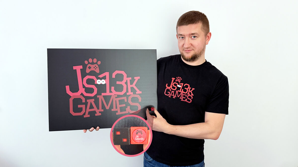 Enclave Games - Monthly February 2026: Andrzej in a js13kGames 2025 t-shirt